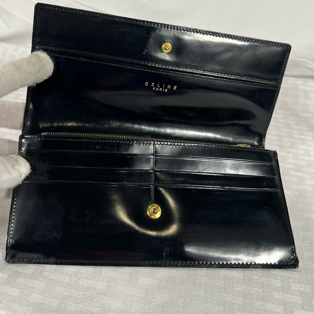 CELINE Vintage Black Patent Long Wallet with Box - Picture 8 of 13